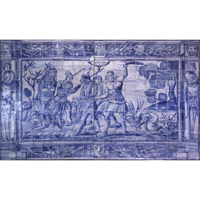 8002 Museum Xvii Rare Antique Portuguese Tiles Panel Grotesques Xvii Rare Antique Portuguese Tiles